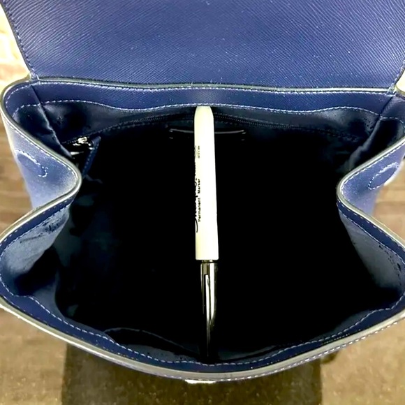 KATE SPADE NEW YORK MADISON LEATHER MEDIUM FLAP BACKPACK SHOULDER BAG $379 Navy - Picture 6 of 7